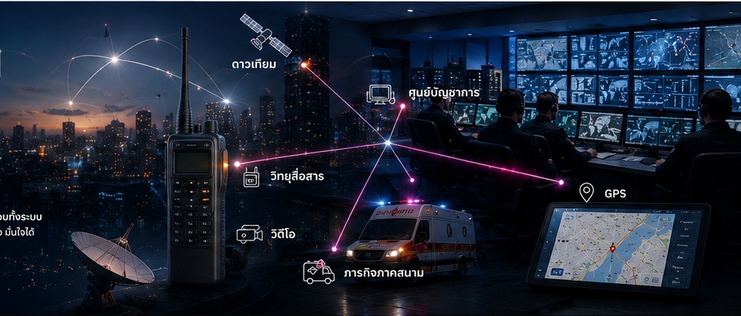 ภาพรวมการเชื่อมระบบวิทยุ วิดีโอ GPS ดาวเทียม และศูนย์บัญชาการ